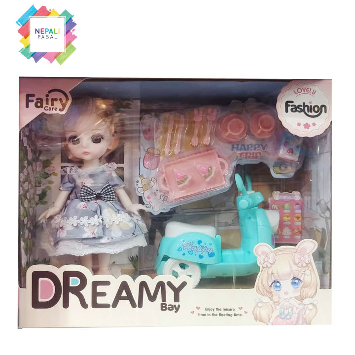 Doll With Moped Scooter Trendy Toy - New Set For Your Lovely Baby Girl