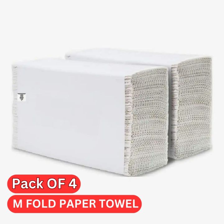 Softy M fold / M.Fold / M/FOLD Paper Tower Tissue Paper 150 Sheets-Pack Of 4