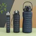 Motivational Water Bottle with Time Marking | 3-Piece Cool Water Bottles with Fitness and Outdoor. 