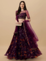 Embroidered Semi Stitched Net Lehenga Choli with Dupatta for Women, Wedding and Festive Wear. 