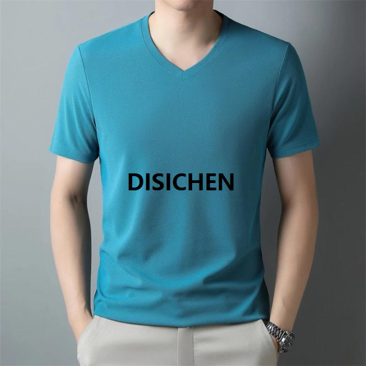 DISICHEN%202024%20Men's%20New%20Waffle%20V%20Neck%20Short%20Sleeved%20T-shirt%20Comfortable%20Top%202025%20New%20-%20Image%204