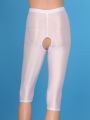 Womens Glossy Open Crotch Shorts Stretchy Smooth Elastic Waistband Leggings Slim Fit Short Pants Oil Shiny Boxer Shorts Panties. 