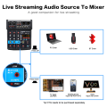 BOMGE 4 Channel mini DJ Audio Sound Mixer Interface with MP3、  Bluetooth , Stereo Recording, 48V Phantom Power, 24 DSP for karaoke, performance,  singing 、 podcas streaming. 
