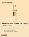 Snail Peptide Eye Cream with 73.7% Snail Mucin and Niacinamide - Brightening Korean Night Cream by Genuine Collection. 