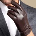 1pair Equestrian Soft PU Anti-cold Gloves Touch Screen Solid Color Men Finger Mittens Adjustable Warmer Windproof Mittens Winter. 