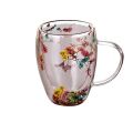 With Handle Heat Resistant Dry Flowers Cup High Borosilicate Glass Simple Double Wall Glass Cup INS Trends Floral Tea Coffee Cups Creative Gift. 