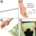 Telescopic Adjustable Curtain Rod (110–200cm) – No Drilling, Flexible & Strong Plastic Rod Holder. 
