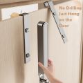 (GGBR) Folding Clothes Drying Rack, Door Hook Clothes Hanger, No Need to Hit the Clothes Hanger, Portable & Foldable Black. 