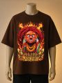 Majipa Lakhey Traditional Cultural Printed T-Shirt – Brown, Black, Cream. 