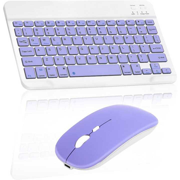 Wireless Keyboard Mouse Combo, 10 Inch Ultra Slim Ergonomic Wireless Computer Bluetooth Keyboards And Mouse Set For Tablet, Mobile Phone