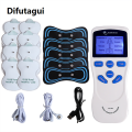 Difutagui High Quality Dual Channel Massager Machine Back Neck Electrode Massage Machine Muscle Fitness Relaxing 8 Modes Electrode Patch Accessories. 