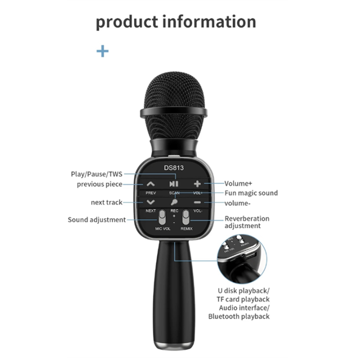 Wireless%20Bluetooth%20Microphone%20Handheld%20Microphone%20Set%20Kit%20Professional%20Speaker%20Music%20Player%20Gaming%20Mic%20for%20DS813%20Home%20KTV%20-%20Image%204