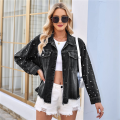 Women Oversized Denim Jacket Beading Jeans Coat. 