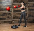Height Adjustable Boxing Training Punching Bag With Stand And Gloves Set. 