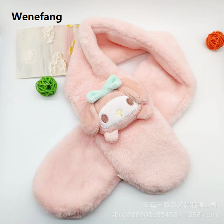 Wenefang%20Sanrio%20Plush%20Scarf%20Kuromi%20Melody%20Children's%20Winter%20Plush%20Scarf%20%E3%80%902025%20Version%E3%80%91%20Cinnamoroll%20Pochacco%20Imitation%20Rabbit%20Fur%20Baby%20Neck%20Thickened%20-%20Image%206