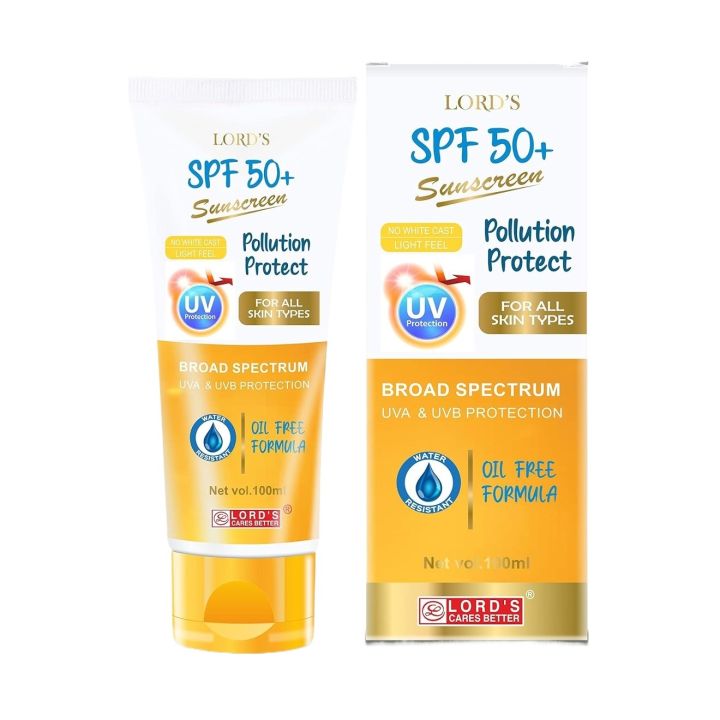 Lords SPF 50 Sunscreen with No White Cast Pollution Protect 100 ml