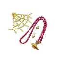 Gold Plated Panchadhatu Traditional Newari Jewelry Set (Nyapu Sikha - 1, Red Beaded Mala With Taayou - 1 and Makasi - 2 pieces) For Women. 