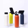 White Insulated Water Bottle with Magnetic Phone Holder, Made of Stainless Steel. 