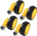 4 Pcs Set(Combo) DC Electric BO Gear Motor Wheel Kit 3-6V Dual Shaft Geared BO Motor With 65mm Plastic Car Tire Wheel For Smart Robotic Car. 