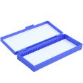 Plastic 50-Place Microslide Slide Microscope Box,blue. 
