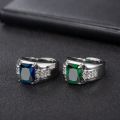 【Mega Emerald Men's Ring Sapphire Green Tapered Trendy Men's Ring Ring. 