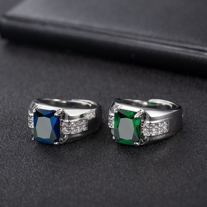 【Mega Emerald Men's Ring Sapphire Green Tapered Trendy Men's Ring Ring