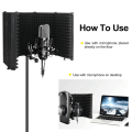 Microphone Wind Screen Foldable Studio Recording Microphone Isolation Shield Mic Noise Reduction Wind Screen (5 Panel ,P75). 
