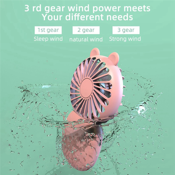 JAERBEE%202X%20Summer%20Portable%20Mini%20Fan%20Small%20Pocket%20Fan%20Cartoon%20Fan%20Hand-Held%20Fan%20for%20Outdoor%20Mini%20Electric%20Fan,Pink%20-%20Image%203