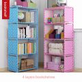 Multi Layer Simple Bookshelf Nonwoven Fabric Book Organizer Storage Cabinet Assembly Wall Children Shelf Bookcase. 