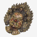 Gold/Black Nepali Handicrafts Big Carving Bhairav Mask For Home Décor. 