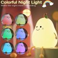 Pear Shape Silicone Night Light, LED Night Light Baby with 7 Light Changes, USB Charging, Mini Table Lamp, LED Bedside Lamp, Children's Touch Lamp for Children, Baby, Bedroom, Sleeping. 