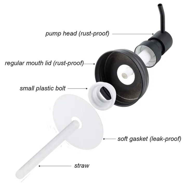 NAMUNY%204%20Pack%20Jar%20Soap%20Dispenser%20Lids%20with%20Pumps,Lotion%20Soap%20Dispenser%20Lids%20for%2016Oz%20Regular%20Mouth%20Jar%20Decor,Black%20-%20Image%207
