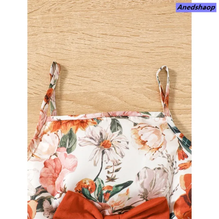 NEW%20Anedshaop%20Special%20Clothes%20for%20Kids%20Girl%201-6%20Years%202PCS%20Set%20Sling%20Floral%20Dress%20Solid%20Short%20Sleeves%20Overcoat%20Costume%20Summer%20Dress%20Girl%20Outfit%20-%20Image%203
