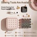 Lightweight Portable Mini Sewing Box Set Cookie Shape Partitioned Magnetic Needle Thread Box Threads Measuring Tape Home Sewing Box Travel. 
