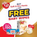 Soft & Dry Ultrathin Diaper XL 40 Pcs (+15 kg) With FREE Baby Wipes Worth Rs.150. 
