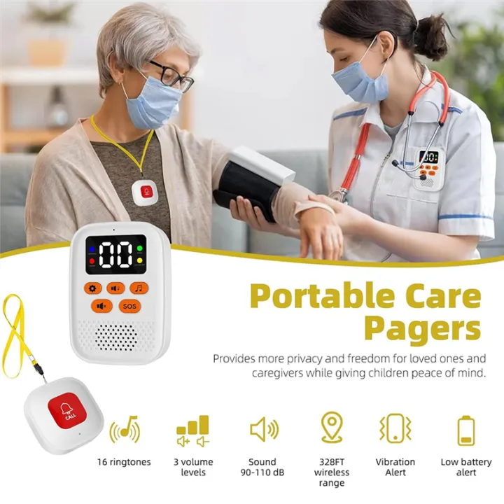 Wireless Caregiver Caregiver Pager Wireless Call Button SOS Emergency ...