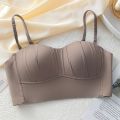 Strapless underwear women's bandeau wrap big show small anti-light and traceless underwire summer thin bra. 