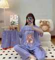 3 Piece Pajama Set Girls' round neck short sleeve long trousers cartoon s Home wear Short Sets Night Shirt  Pajama Women's Sleepwear. 