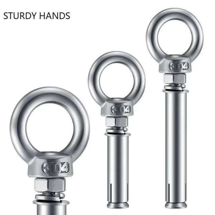 5Pcs Stainless Steel Universal Ring Screw Sleeve Anchor Concrete Expansion Eye Bolt Installation Artifact Long Hook