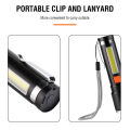 USB Rechargeable Retractable Zoom LED COB Torch Light With Pen Buckle/Rope, Model XH-P50 BX-P16. 