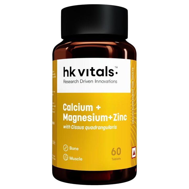 HK Vitals Calcium Magnesium Zinc Vitamin D3 60 Tablets Complete Bone Health & Joint Support Supplement For Men & Women