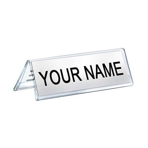 Triangular Plastic Name Plate, A set of Five Name Plates ( PY-034 Transparent PVC) By Mitrata) - Name Plates |