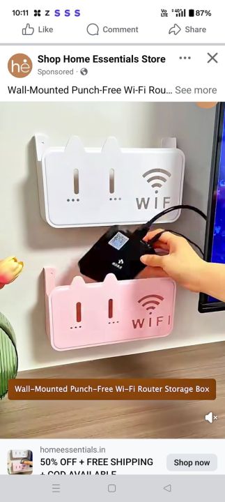 New Portable Wall Mounted WiFi Router Shelf Cute Cartoon Bear Punch ...