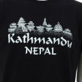 Black  Cotton Round Neck Kathmandu Nepal Printed T-Shirt For Men. 
