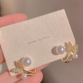 Back hanging style temperament earrings Women's luxury and high-end butterfly pe NMP. 
