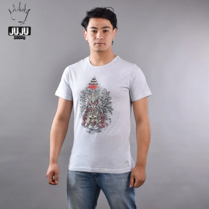 JUJU%20Wears%20Light%20Melange%20Grey%20Colour%20Dashain%20Printed%20Cotton%20Tshirt%20For%20Unisex%20-%20Image%203