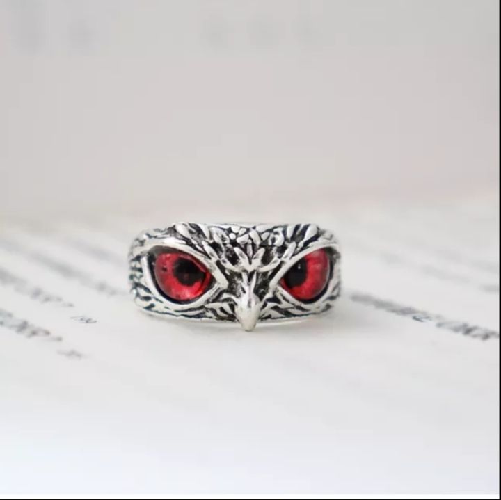 Owl Eye Ring For Men & Women (Red)