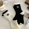 HOT Sweet Lolita Flower Cotton Socks Japanese Camellia Rose Socks Women Girls Students Ins Skirt Matching Black White Mid-tube Sock. 