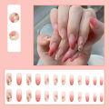 24Pcs Pink Long Flower Fake Nails with Glue DIY Art Design Elegant False Nails Wearable Nails Stylish Pattern Artificial Nails New 2024. 