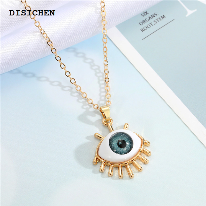 DISICHEN%20Fashion%201%20Pcs%20Resin%20Evil%20Eye%20Pendant%20Necklaces%20For%20Women%20Gift%20Jewelry%20Colored%20Eyelash%20Turkish%20Blue%20Eye%20Sweater%20Clavicle%20Chain%20N241%20-%20Image%202